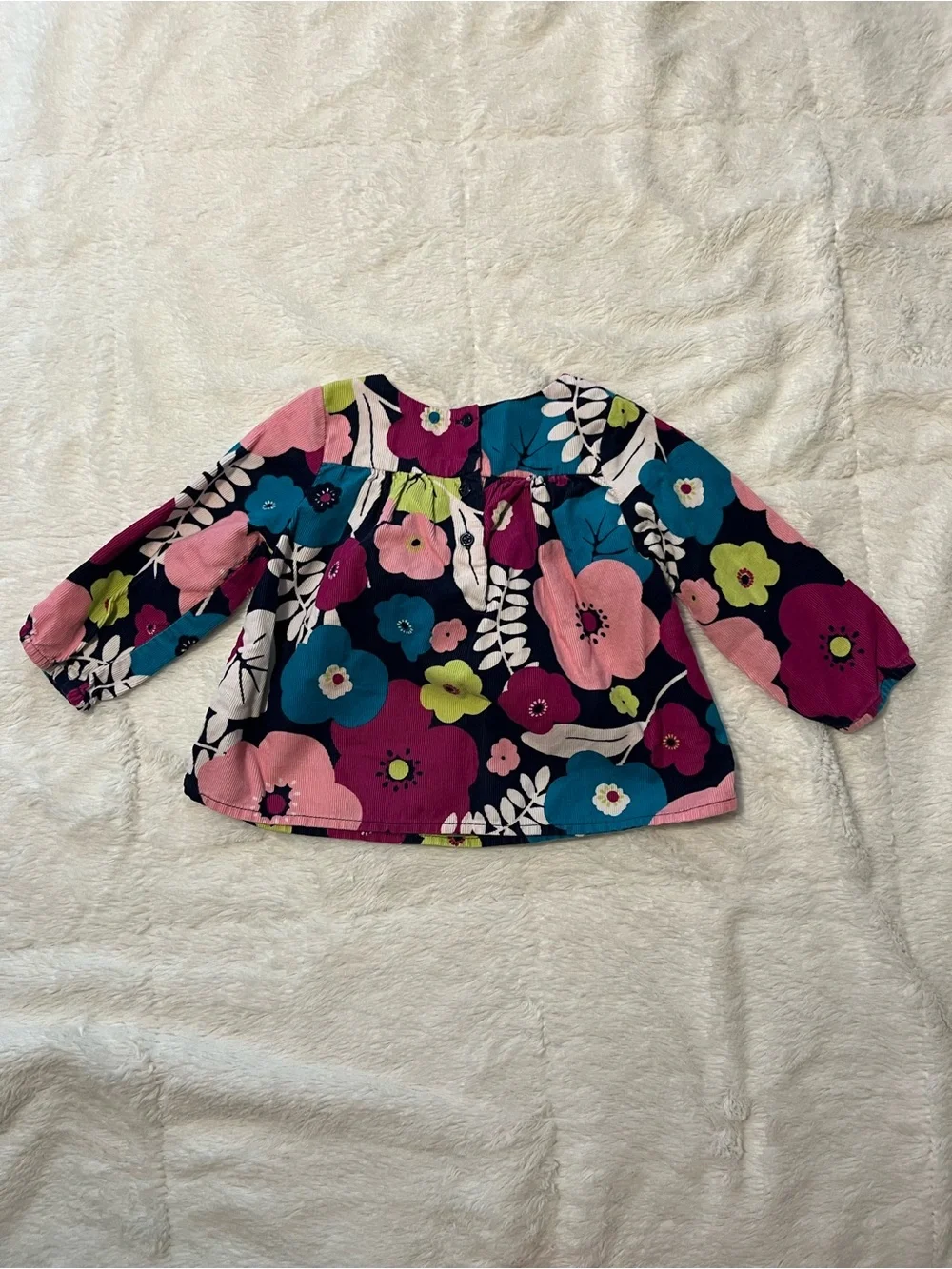BabyGap Girls Corduroy Swing Top 6-12 Months Bright Floral Cottage Fall Winter
